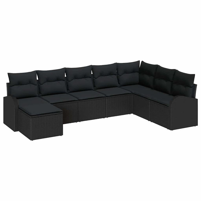 Set de canapele pentru grădină cu pernă 8 pcs Negru Rattan poli - WALTI WALTI