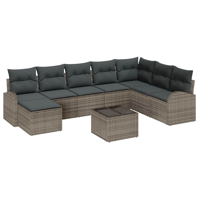 Set de canapele pentru grădină cu pernă 9 pcs Gri Rattan poli - WALTI WALTI