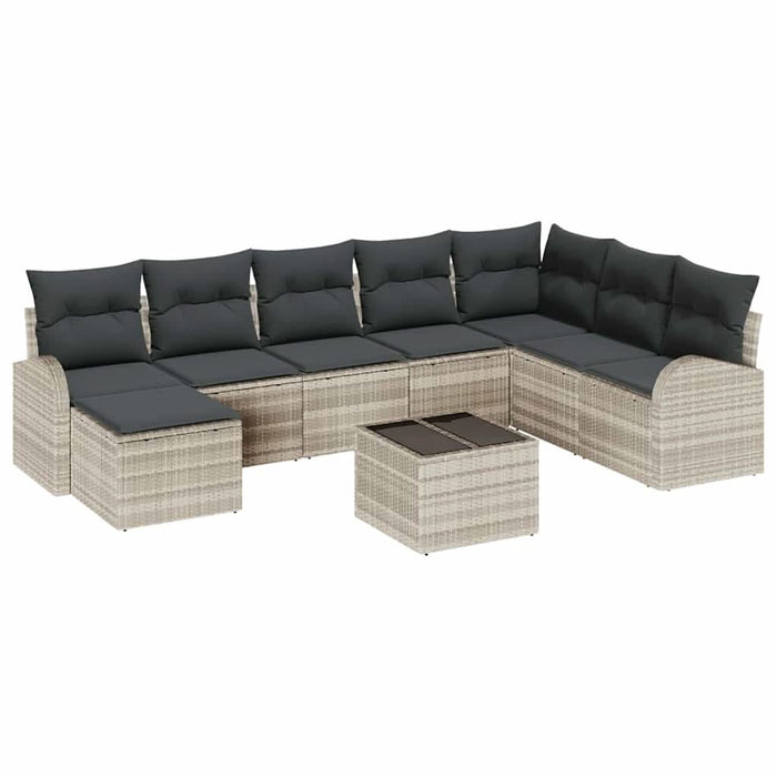 Set de canapele pentru grădină 9 pcs Gri deschis Rattan poli - WALTI WALTI