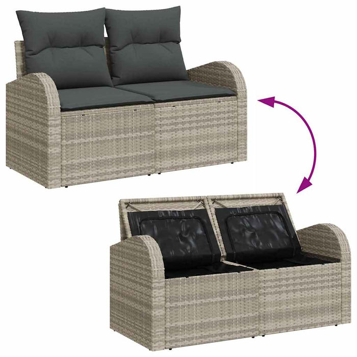 Set de canapele pentru grădină 9 pcs Gri deschis Rattan poli - WALTI WALTI