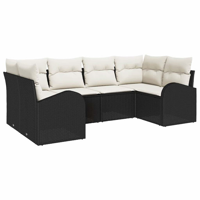 Set de canapele pentru grădină cu pernă 6 pcs Negru Rattan poli - WALTI WALTI