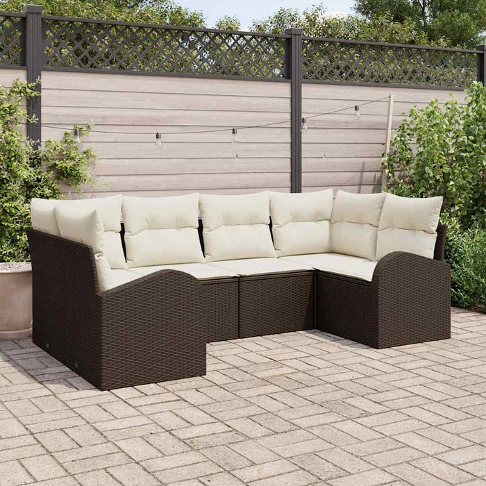 Set de canapele pentru grădină cu pernă 6 pcs Maro Rattan poli - WALTI WALTI