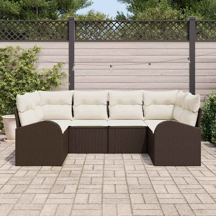 Set de canapele pentru grădină cu pernă 6 pcs Maro Rattan poli - WALTI WALTI