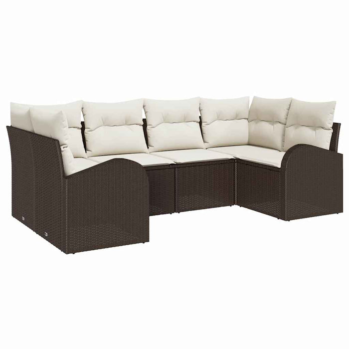 Set de canapele pentru grădină cu pernă 6 pcs Maro Rattan poli - WALTI WALTI