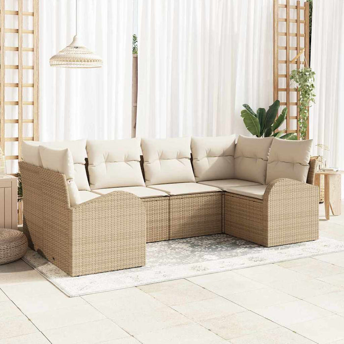 Set de canapele pentru grădină cu pernă 6 pcs Bej Rattan poli - WALTI WALTI