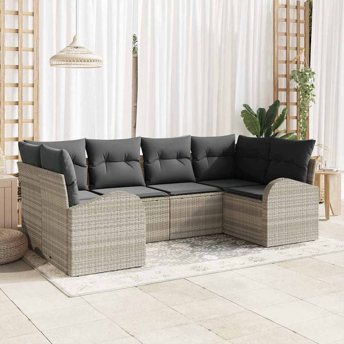 Set de canapele pentru grădină 6 pcs Gri deschis Rattan poli - WALTI WALTI