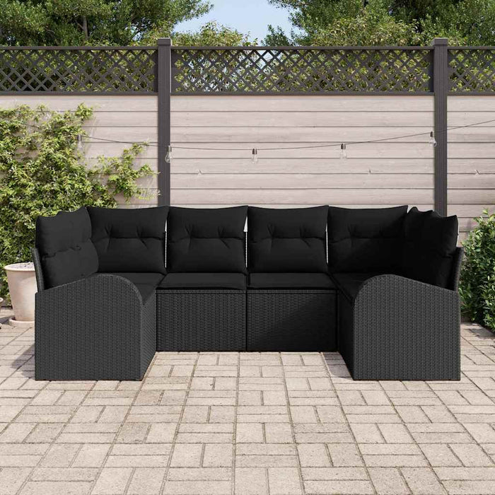 Set de canapele pentru grădină cu pernă 6 pcs Negru Rattan poli - WALTI WALTI