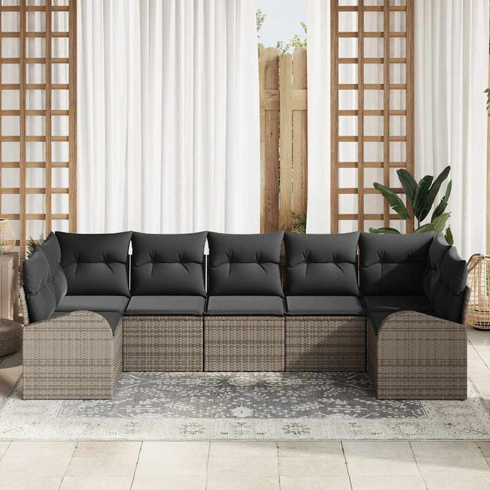 Set de canapele pentru grădină cu pernă 7 pcs Gri Rattan poli - WALTI WALTI