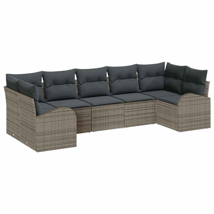 Set de canapele pentru grădină cu pernă 7 pcs Gri Rattan poli - WALTI WALTI