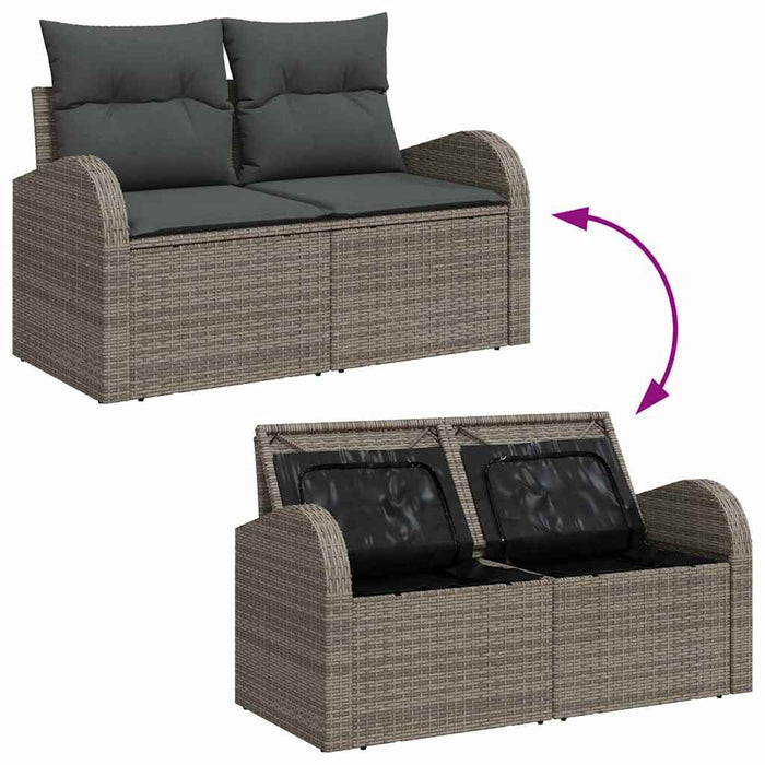 Set de canapele pentru grădină cu pernă 7 pcs Gri Rattan poli - WALTI WALTI