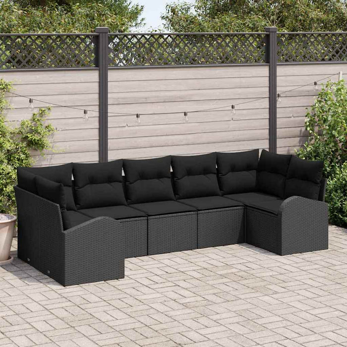 Set de canapele pentru grădină cu pernă 7 pcs Negru Rattan poli - WALTI WALTI