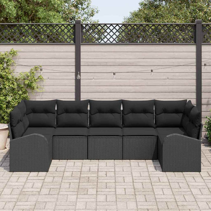 Set de canapele pentru grădină cu pernă 7 pcs Negru Rattan poli - WALTI WALTI