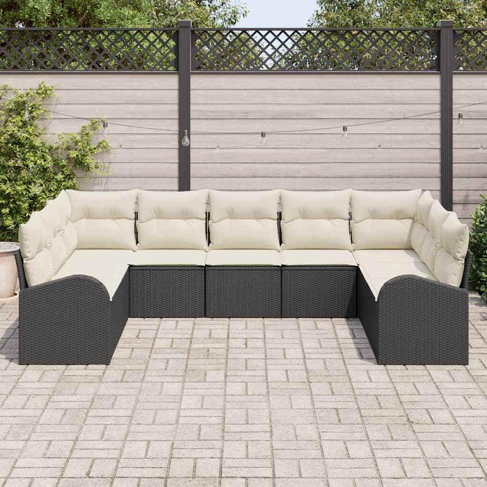 Set de canapele pentru grădină 9 pcs Negru, alb Rattan poli - WALTI WALTI