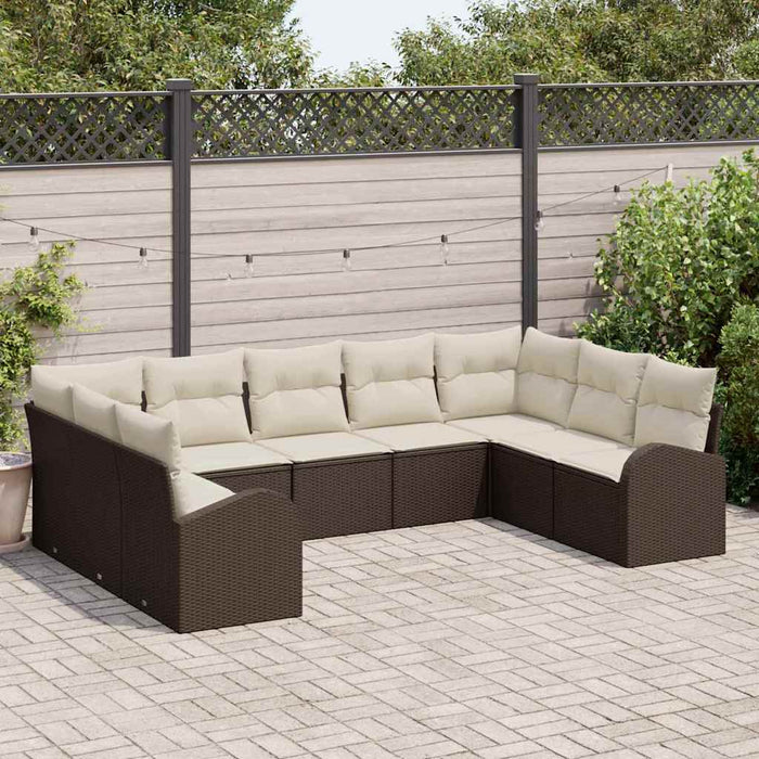 Set de canapele pentru grădină 9 pcs Maro și alb Rattan poli - WALTI WALTI
