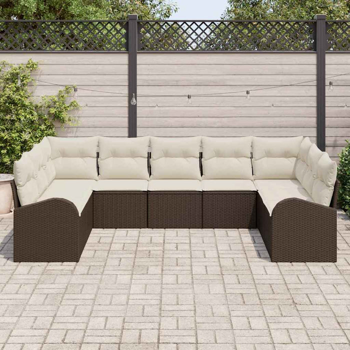 Set de canapele pentru grădină 9 pcs Maro și alb Rattan poli - WALTI WALTI