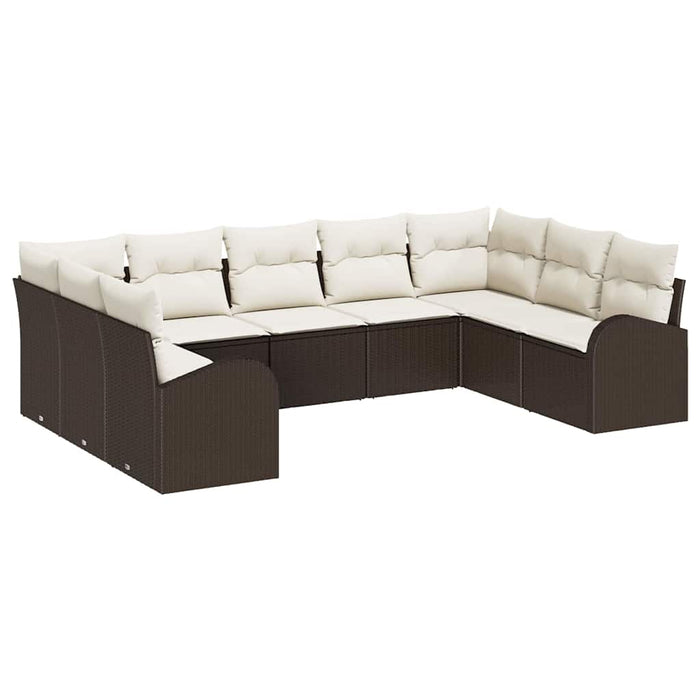 Set de canapele pentru grădină 9 pcs Maro și alb Rattan poli - WALTI WALTI