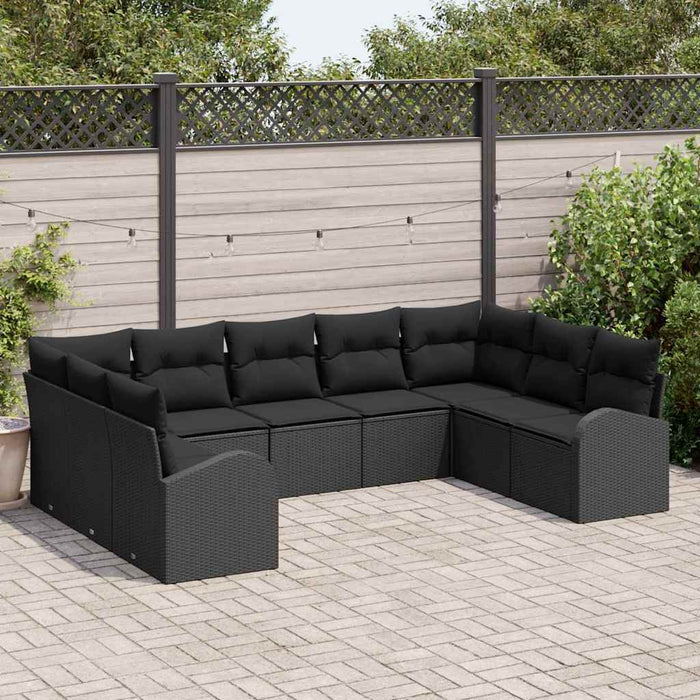 Set de canapele pentru grădină cu pernă 9 pcs Negru Rattan poli - WALTI WALTI