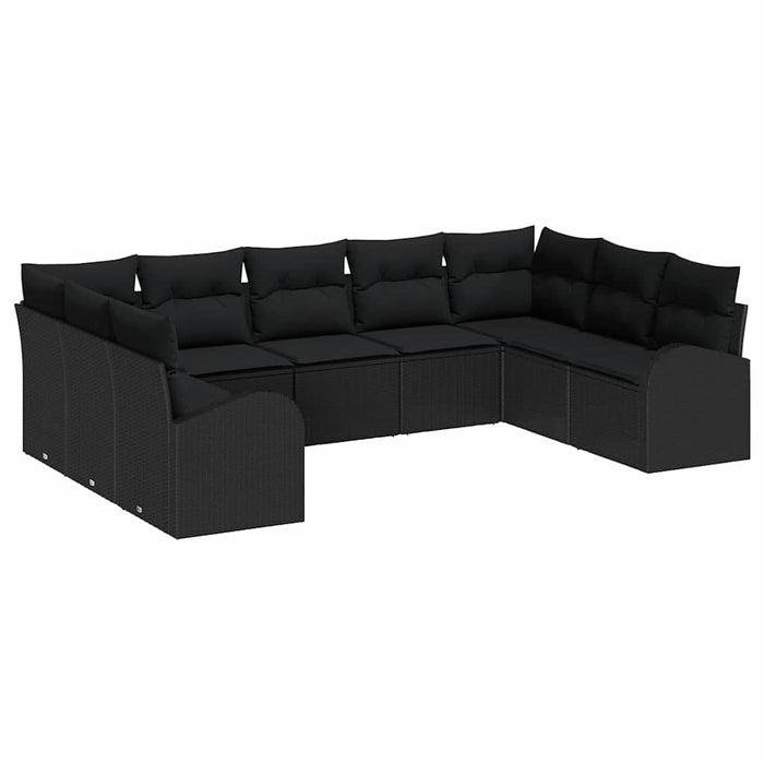 Set de canapele pentru grădină cu pernă 9 pcs Negru Rattan poli - WALTI WALTI