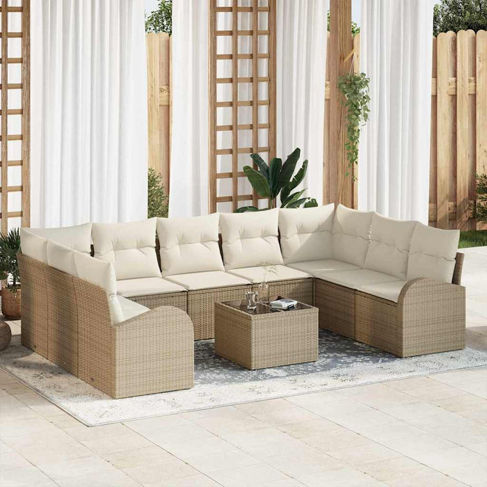 Set de canapele pentru grădină 10 pcs Bej, alb Rattan poli - WALTI WALTI