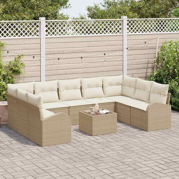 Set de canapele pentru grădină 10 pcs Bej, alb Rattan poli - WALTI WALTI
