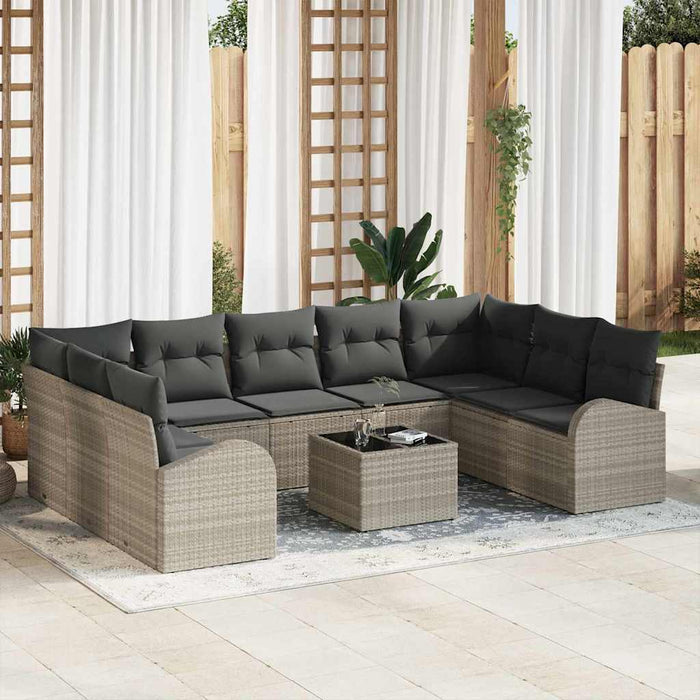 Set de canapele pentru grădină 10 pcs Gri deschis Rattan poli - WALTI WALTI
