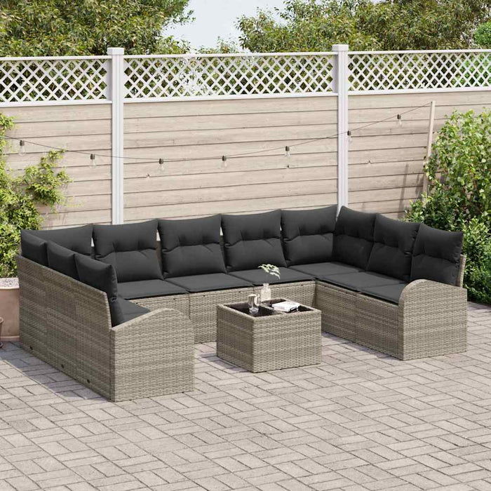 Set de canapele pentru grădină 10 pcs Gri deschis Rattan poli - WALTI WALTI