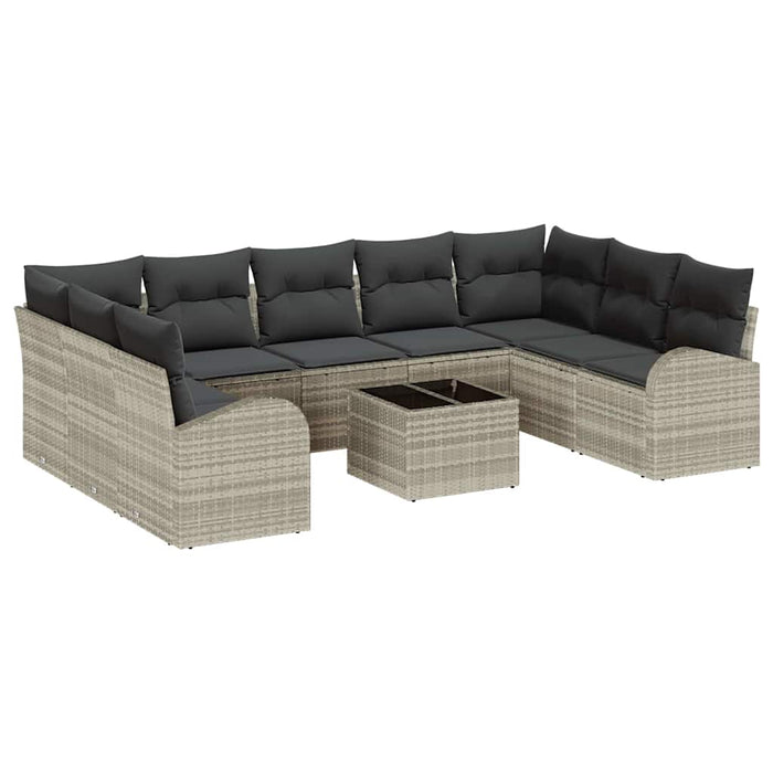 Set de canapele pentru grădină 10 pcs Gri deschis Rattan poli - WALTI WALTI