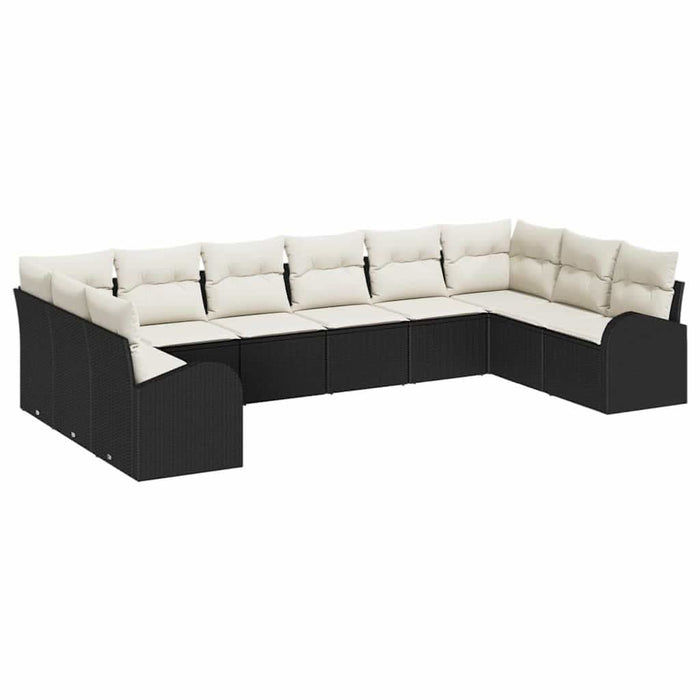 Set de canapele pentru grădină cu pernă 10 pcs Negru, Crem - WALTI WALTI