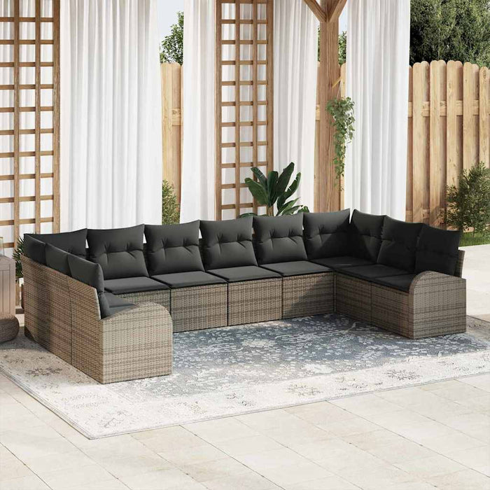 Set de canapele pentru grădină cu pernă 10 pcs Gri - WALTI WALTI
