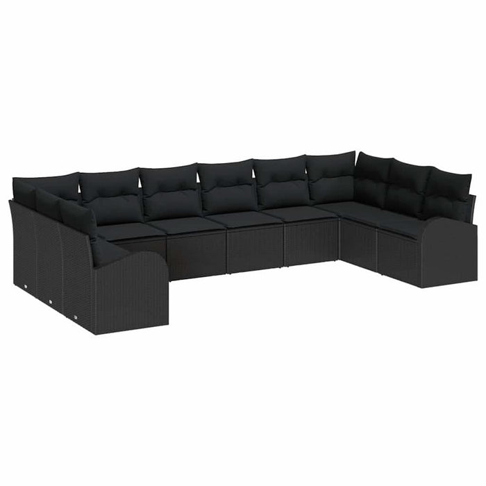 Set de canapele pentru grădină cu pernă 10 pcs Negru - WALTI WALTI