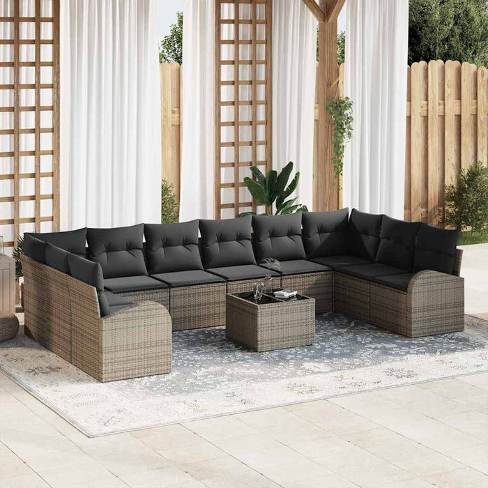 Set de canapele pentru grădină cu pernă 11 pcs Gri deschis - WALTI WALTI