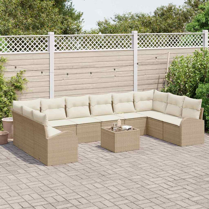Set de canapele pentru grădină 11 pcs Bej și crem poliratan - WALTI WALTI