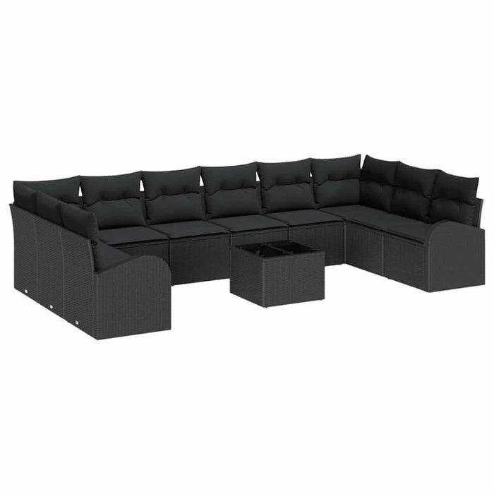 Set de canapele pentru grădină cu pernă 11 pcs Negru - WALTI WALTI