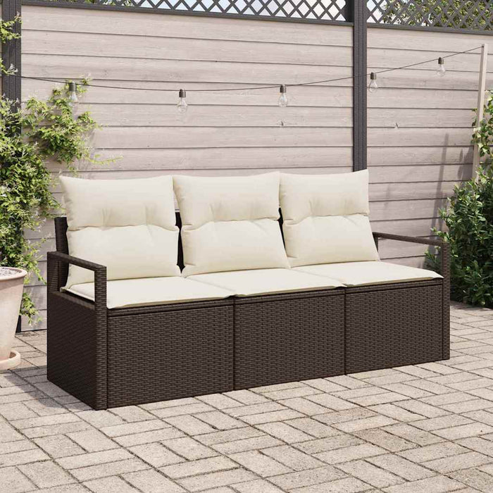 Set de canapele pentru grădină 3 pcs Maro și alb poliratan - WALTI WALTI
