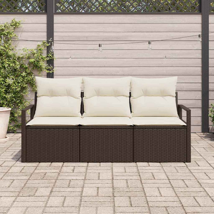 Set de canapele pentru grădină 3 pcs Maro și alb poliratan - WALTI WALTI