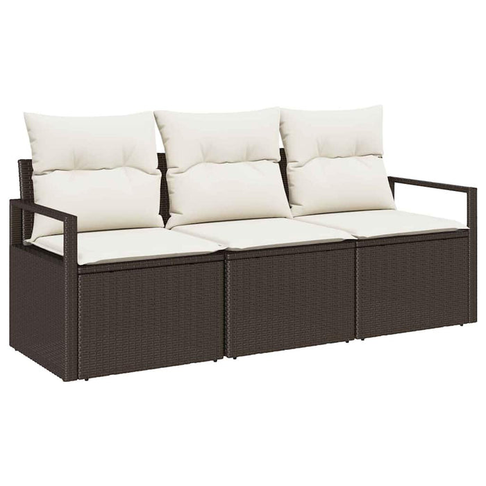 Set de canapele pentru grădină 3 pcs Maro și alb poliratan - WALTI WALTI