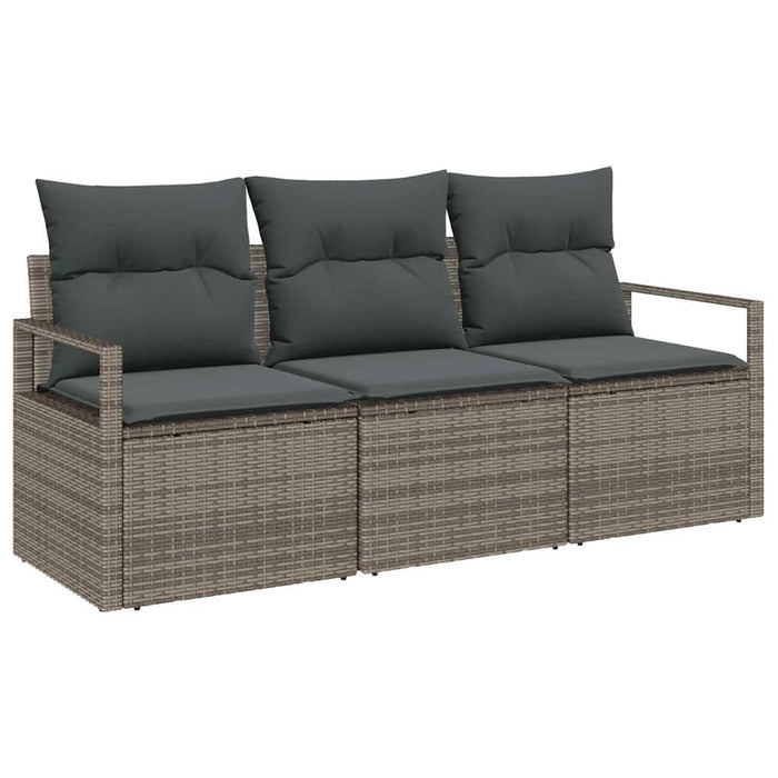 Set de canapele pentru grădină cu pernă 3 pcs Gri poliratan - WALTI WALTI