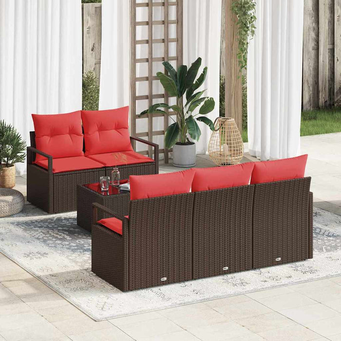 Set de canapele pentru grădină 6 pcs Beige și Roșu poliratan WALTI