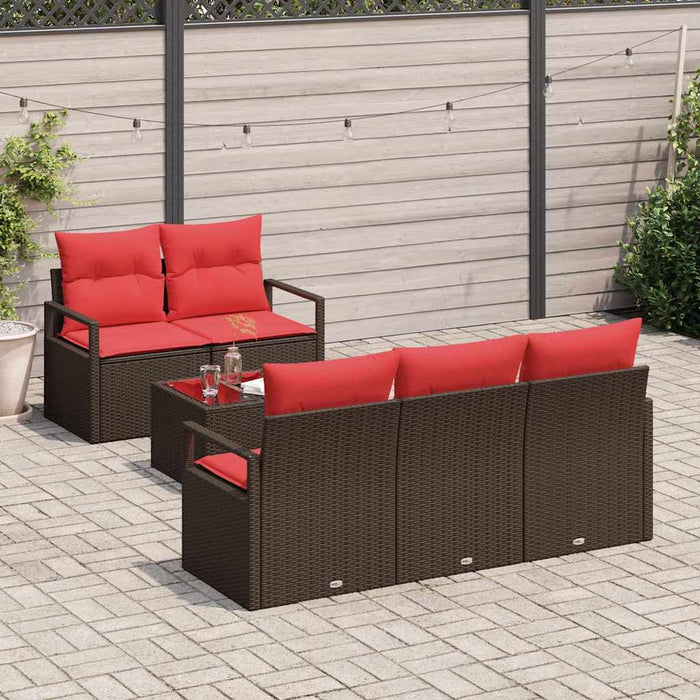 Set de canapele pentru grădină 6 pcs Beige și Roșu poliratan WALTI