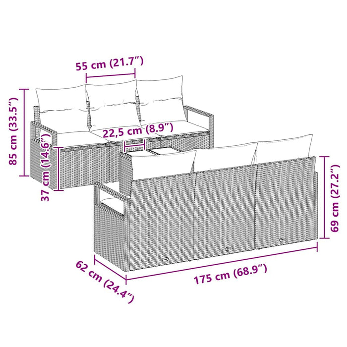 Set de canapele pentru grădină 7 pcs Maro, Crem 55 x 55 x 37 cm - WALTI WALTI