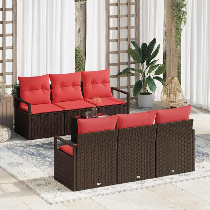 Set de canapele pentru grădină 7 pcs Beige și Roșu poliratan WALTI