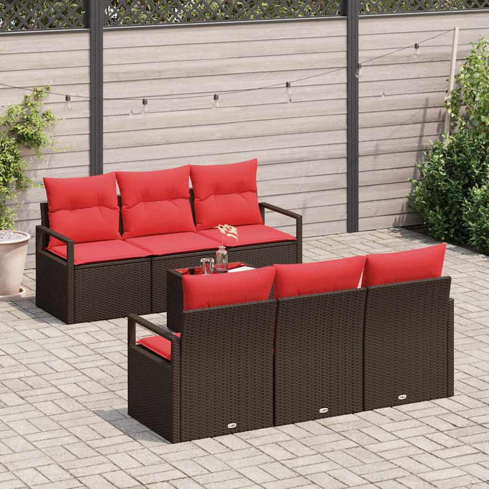 Set de canapele pentru grădină 7 pcs Beige și Roșu poliratan WALTI