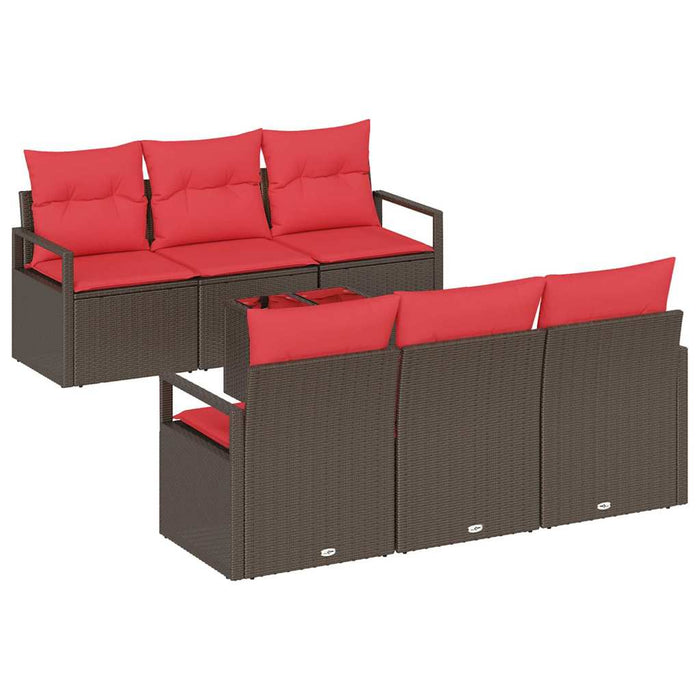 Set de canapele pentru grădină 7 pcs Beige și Roșu poliratan WALTI