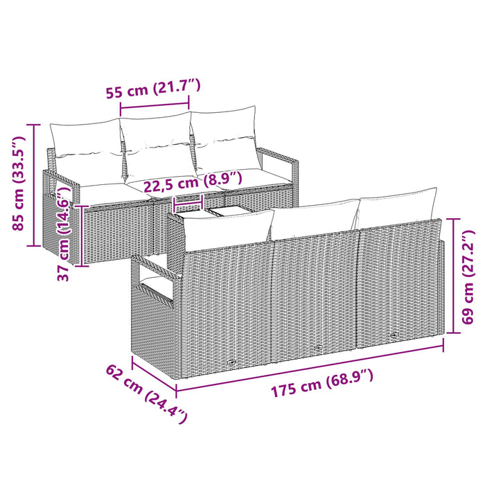 Set de canapele pentru grădină 7 pcs Beige și Roșu poliratan WALTI