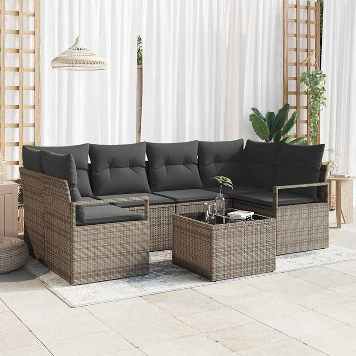 Set de canapele pentru grădină cu pernă cu depozitare 7 pcs Gri - WALTI WALTI