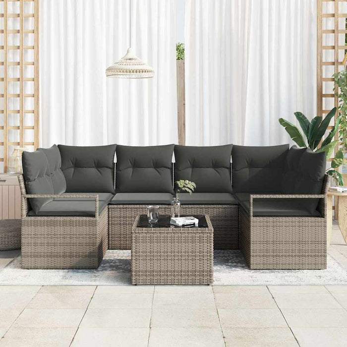 Set de canapele pentru grădină cu pernă cu depozitare 7 pcs Gri - WALTI WALTI