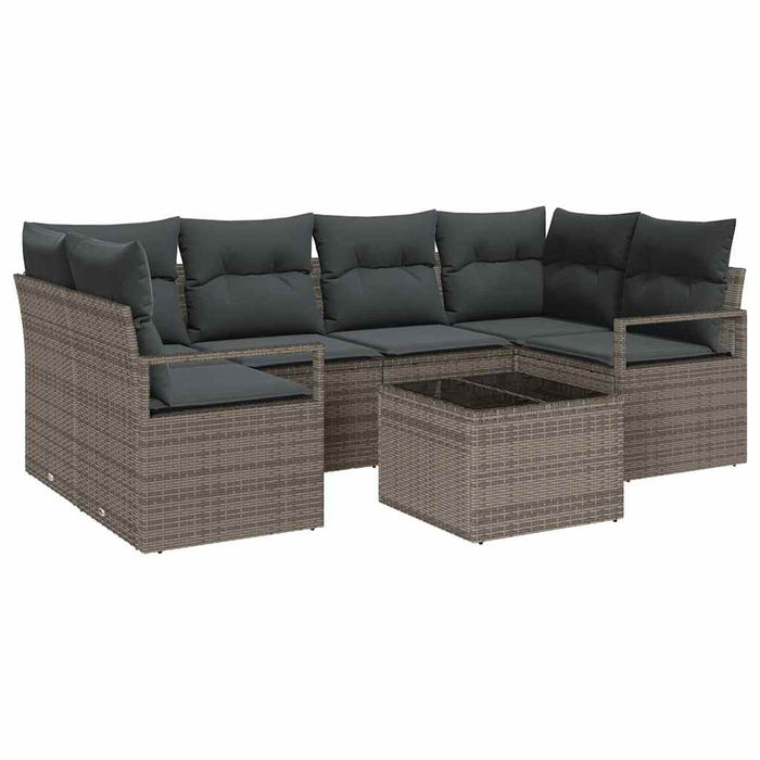 Set de canapele pentru grădină cu pernă cu depozitare 7 pcs Gri - WALTI WALTI