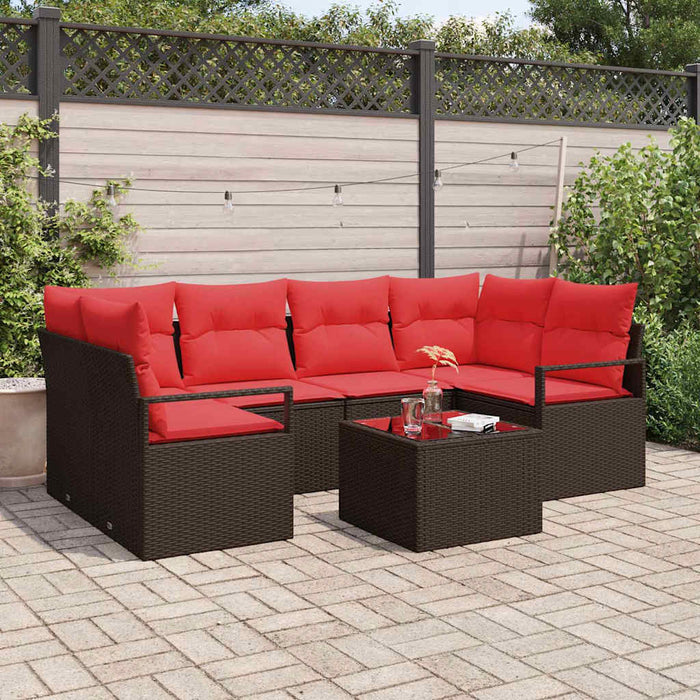 Set de canapele pentru grădină 7 pcs Beige și Roșu poliratan WALTI