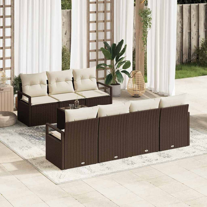 Set de canapele pentru grădină 8 pcs Maro, Crem 55 x 55 x 37 cm - WALTI WALTI
