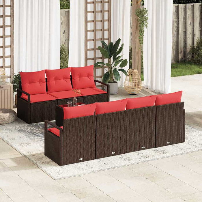 Set de canapele pentru grădină 8 pcs Beige și Roșu poliratan WALTI
